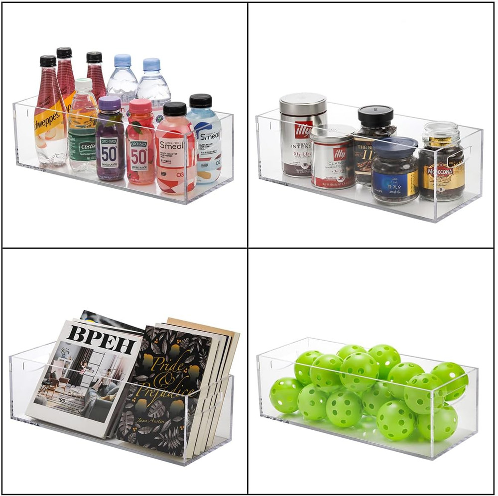 2 Pack Acrylic DVD/CD Storage Box, Clear DVD Holder Case with Handles, Stackable