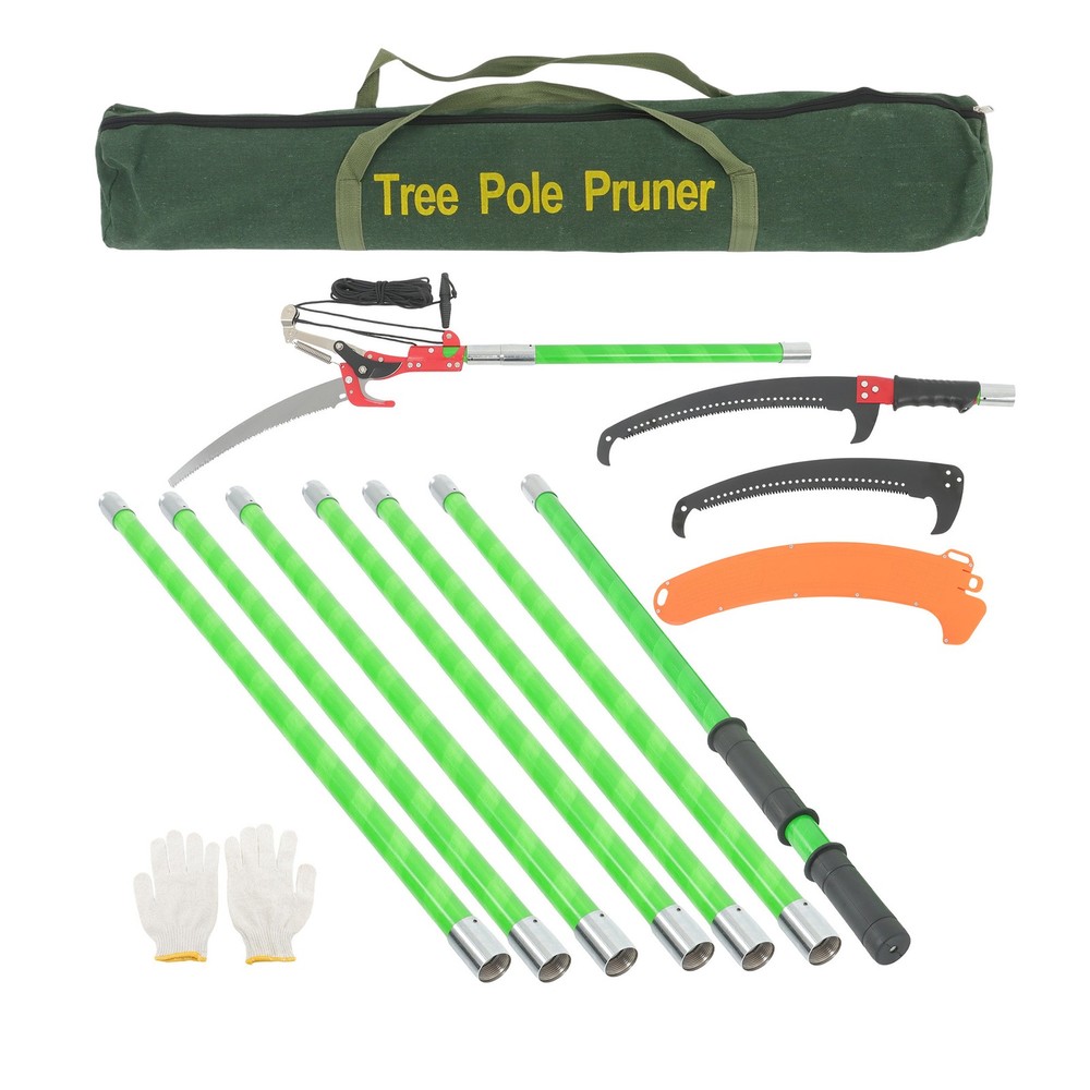 27FT Extendable Tree Trimmer & Pole Saw Combo 8-Section Telescoping Green Pole