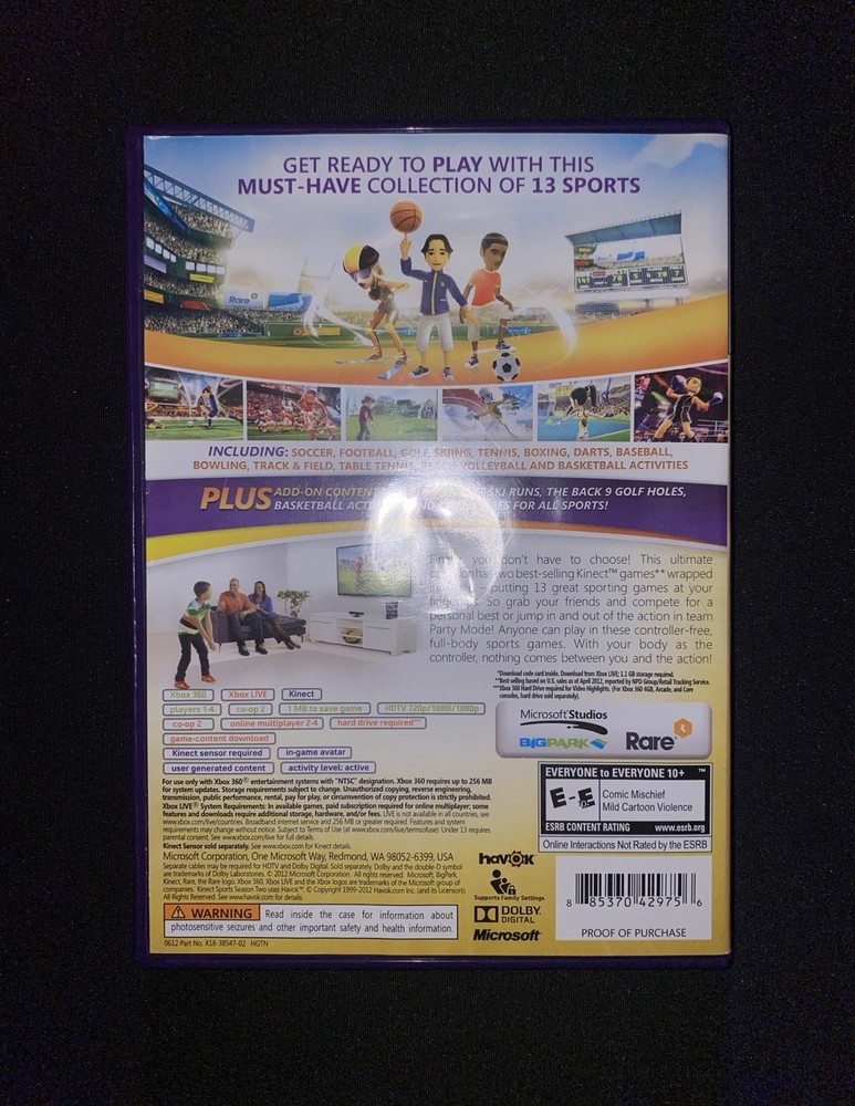 Official Microsoft Xbox 360 Kinect Motion Sensor Bar and Kinect Games