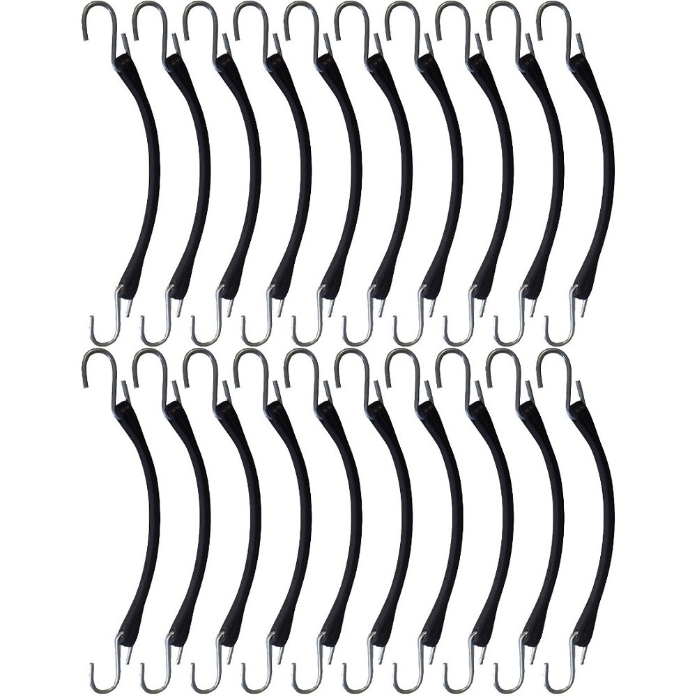 20pk 9" Heavy Duty Natural Rubber Tarp Straps Tarp Tie Down Bungee Cords
