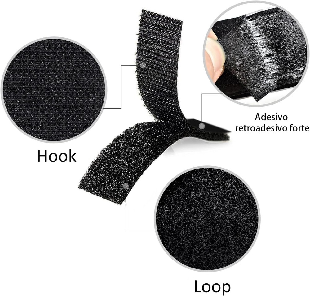 12 Pairs 2x4in Adhesive Hook Loop Fasteners