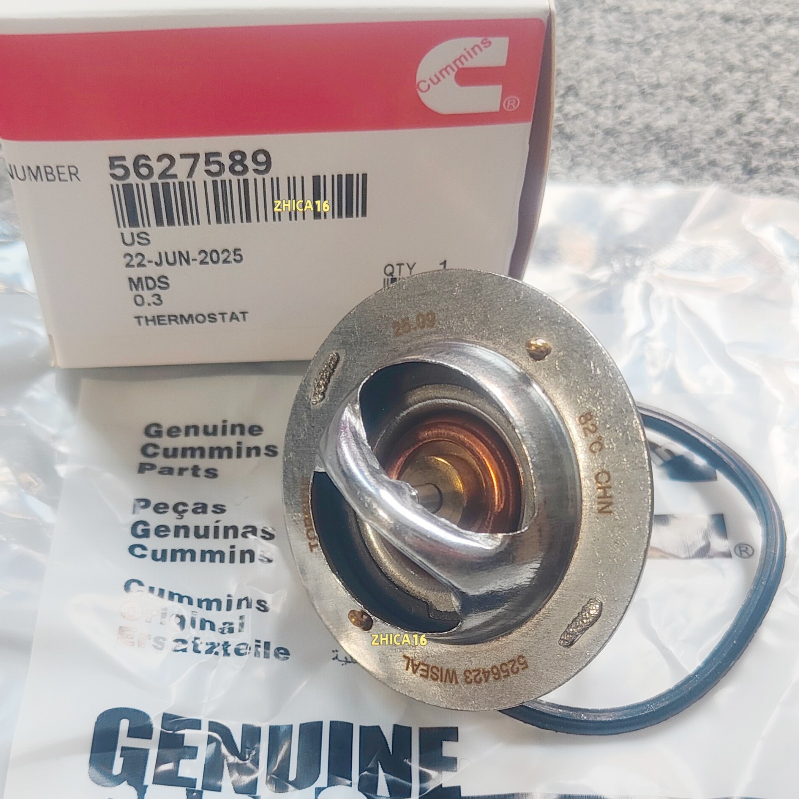 Cummins 5627589 5292712 Thermostat w/ O-Ring for 2008-2014 Dodge 6.7L ISB