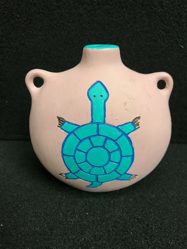 Small Handpainted Turtle Ceramic Decorative Vase