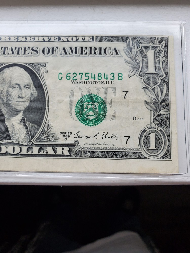 $1 1969D PLATE SHIFT ERROR" Federal Reserve Note!
