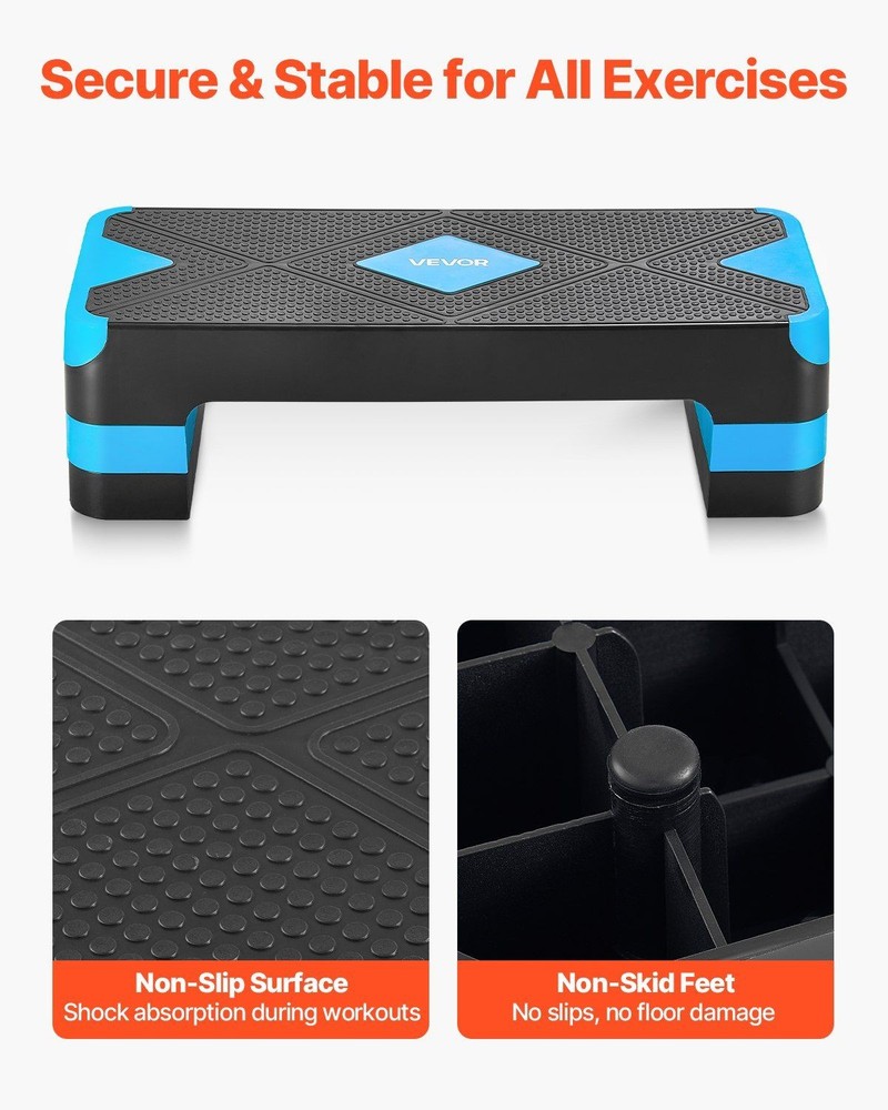 Performance Aerobic Step Bench 28in Size Adjustable Height Blue