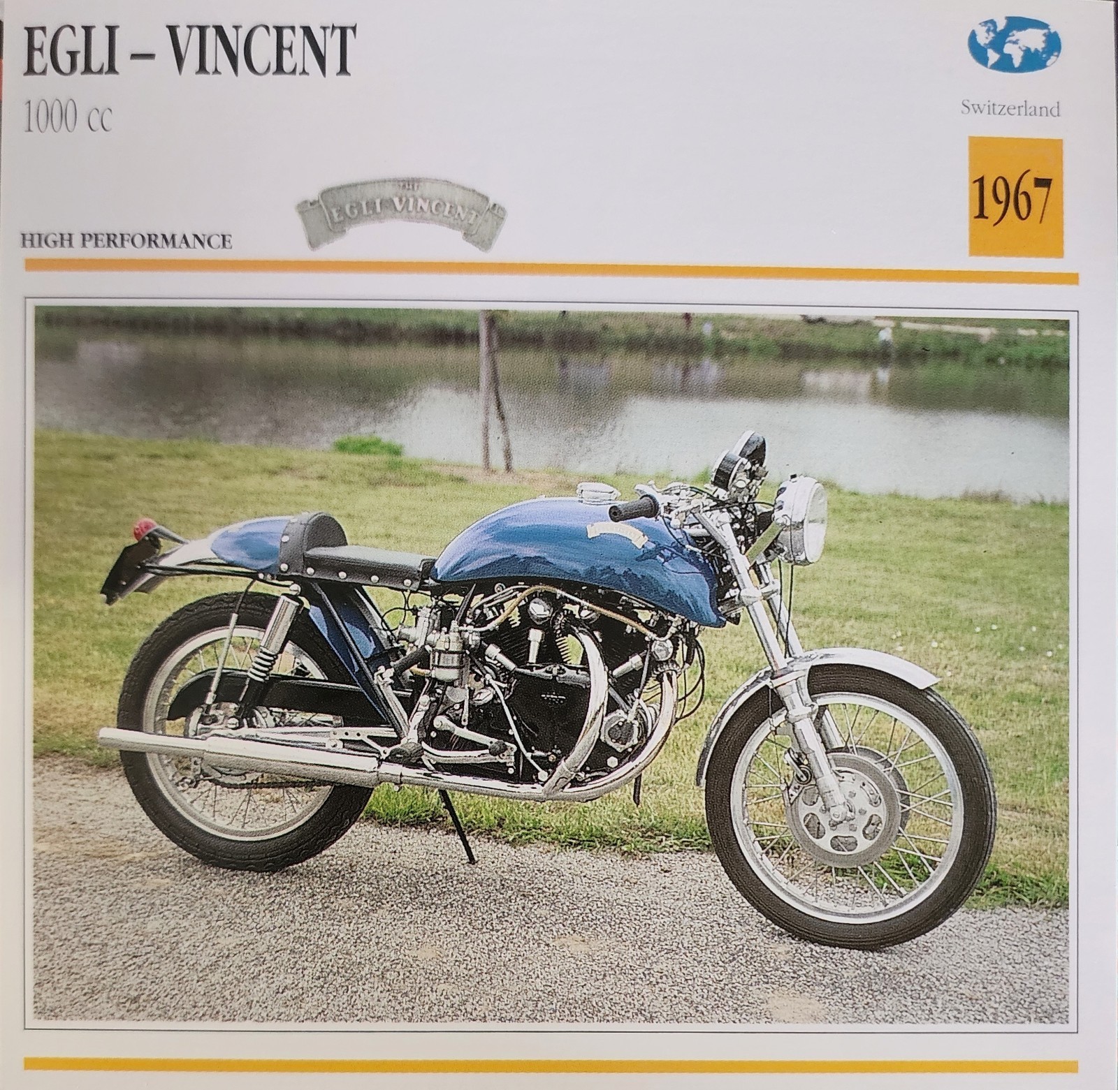 Egli Vincent Motorcycle Bike Picture Info Detail Vtg Collector Card Original