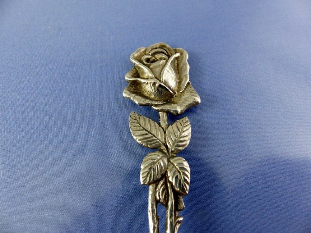 unknown ROSE HANDLE SERVING SPOON 800 SILVER BY CW