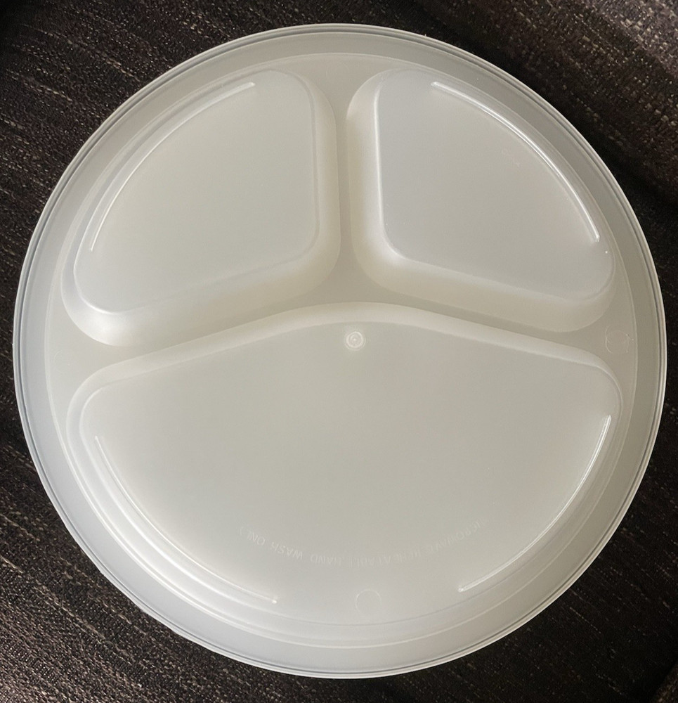 Reusable Divided Plastic Dinner Plates, Stackable, Camp & Outdoor BBQ, 10" wide