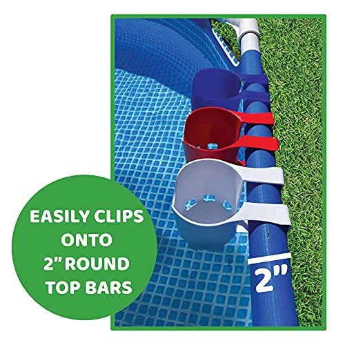 Storage Theory Pool Cup Holders – Clip-On Pool Cup Holder for 4 Pack White