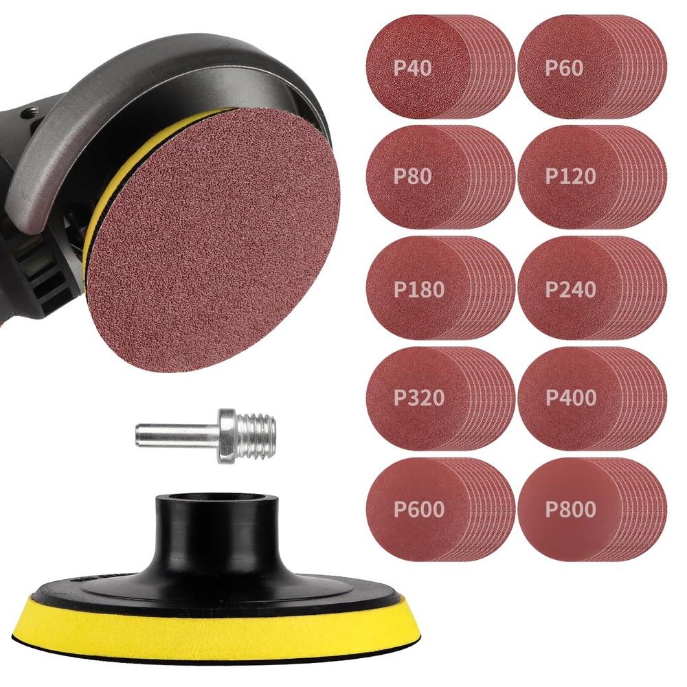100PCS 4 Inch Sanding Discs and Hook Loop Backing Pad, Angle Grinder Sander A...