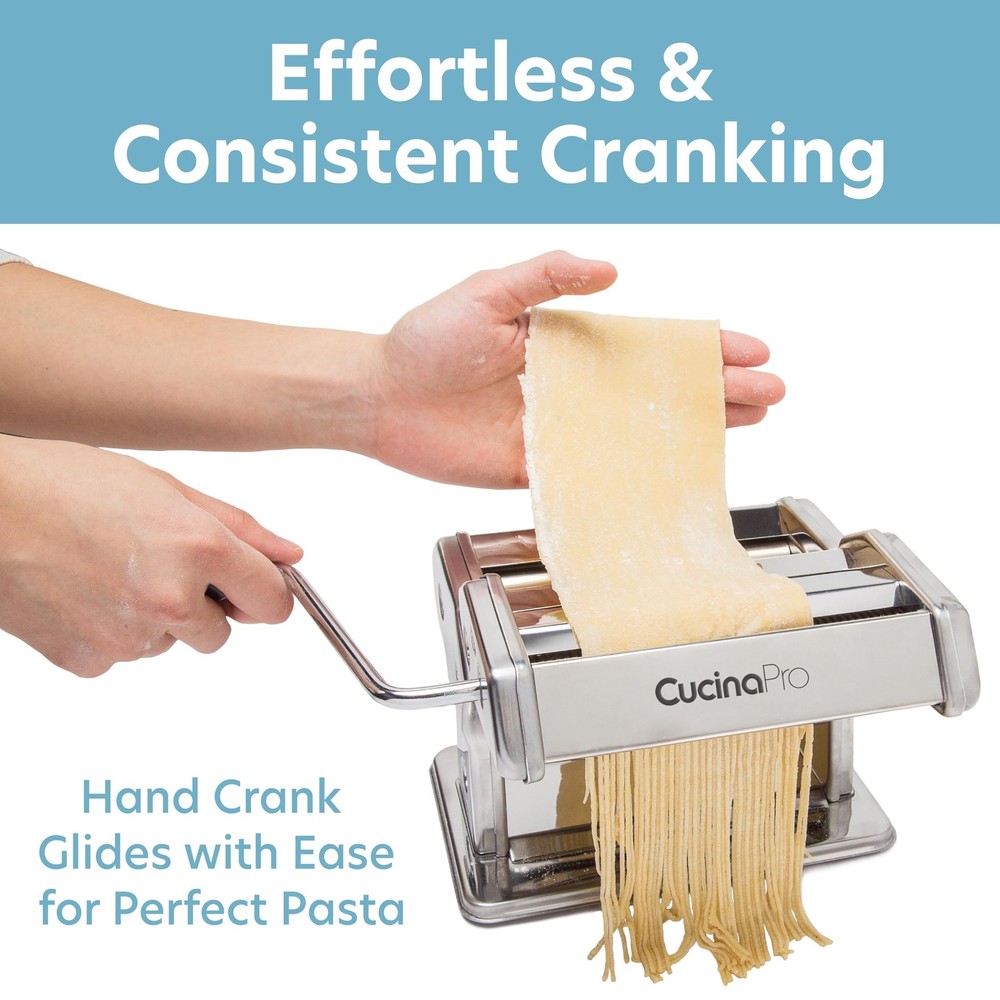 Pasta Maker Deluxe Set- Stainless Steel Machine w 3 Interchangeable Attachmen...