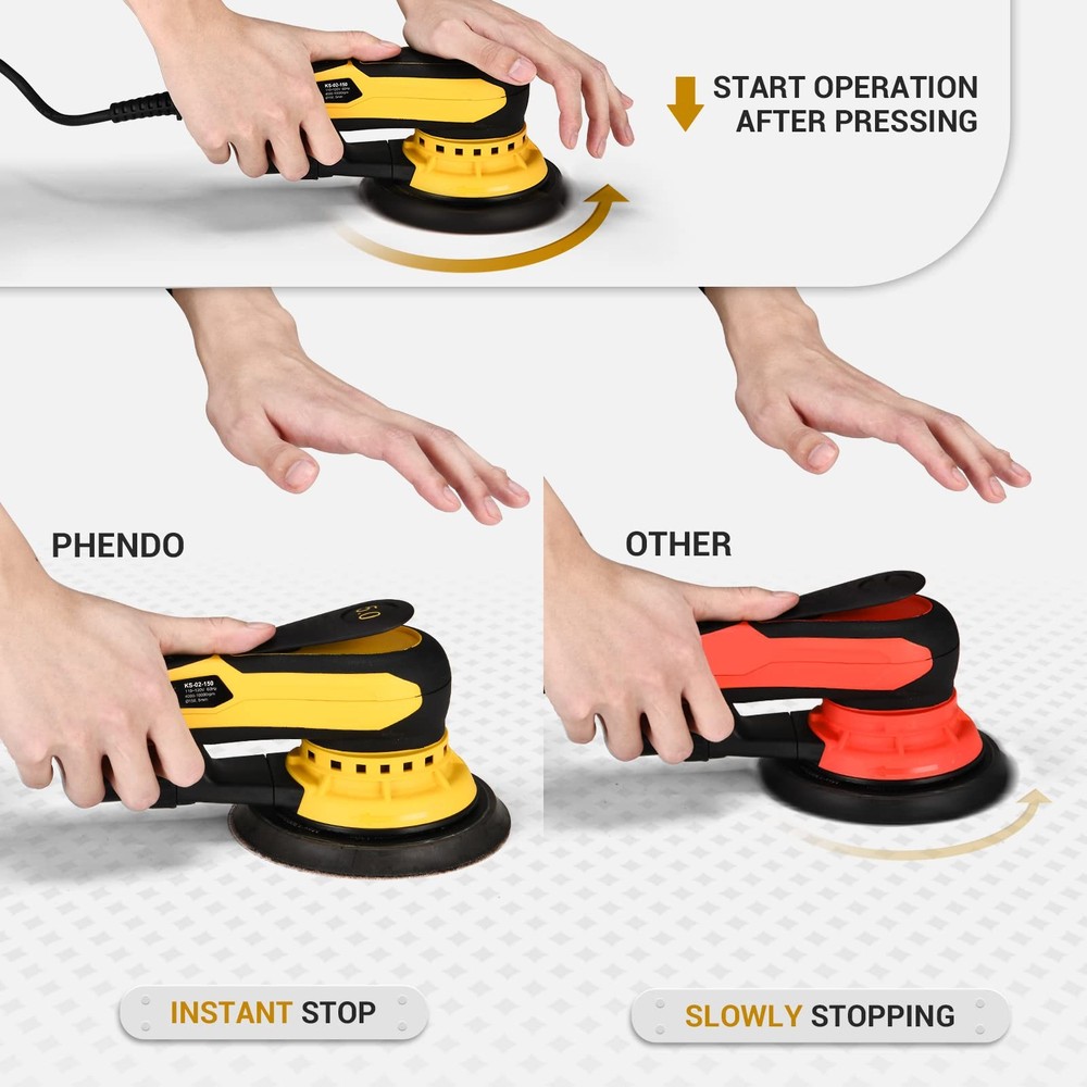 Electric Random Orbital Sander Brushless 350W 3A Multi-function Variable Speed C