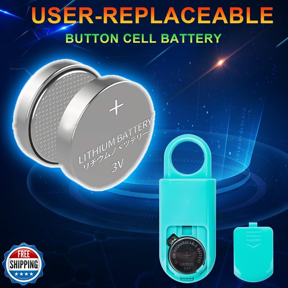 2 Pack Personal Safety Alarm 130db User-Replaceable Battery SOS E
