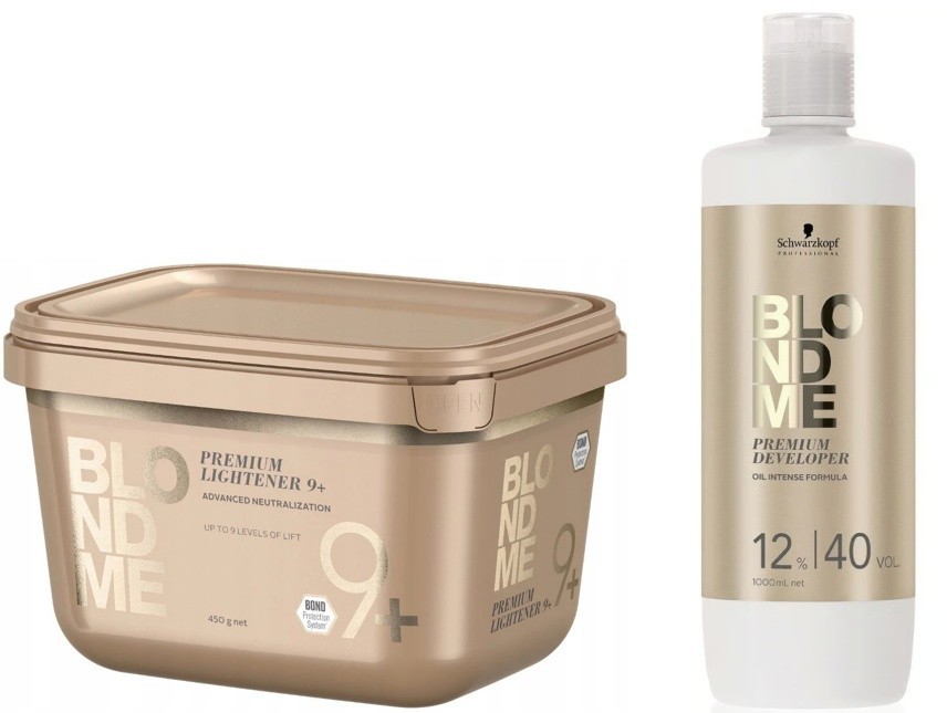 Schwarzkopf DUO Blond Me Premium Lift 9 Bleach and 12%  Developer 33.8 oz SET