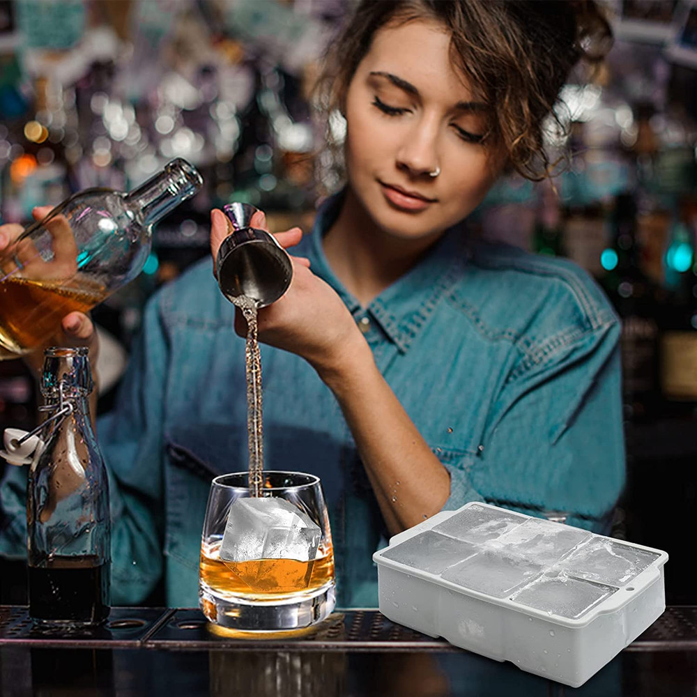 Large Ice Cube Tray with Lid Stackable Big Silicone Square Ice Cube Mold ✨1 Pack