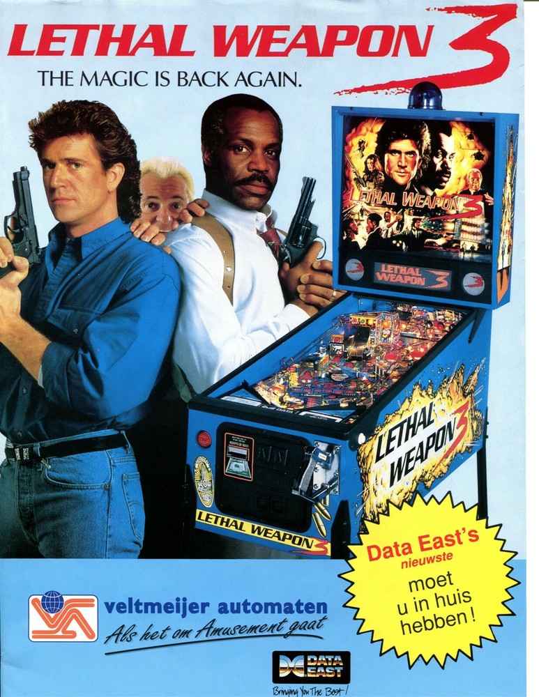 Lethal Weapon 3 German Data East Pinball Flyer Mint / Brochure / Ad