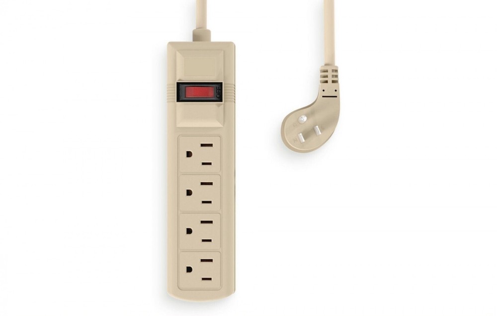 4 Outlet Surge Suppressor 45° Thin Flat Plug Power Strip