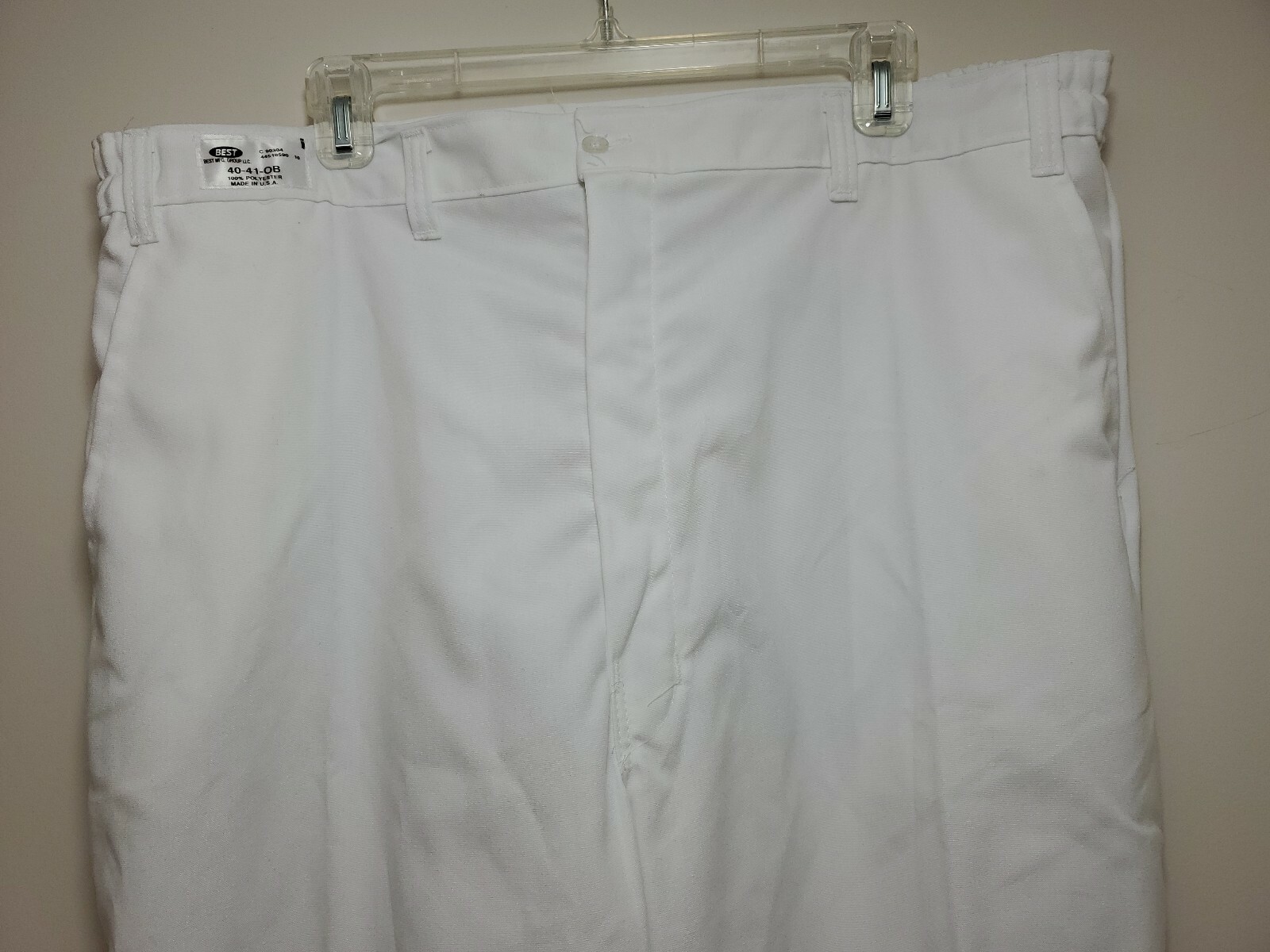 Hospitality Hotel Chef Pants White Unisex Waist 40-41 OB Zipper Flat Front