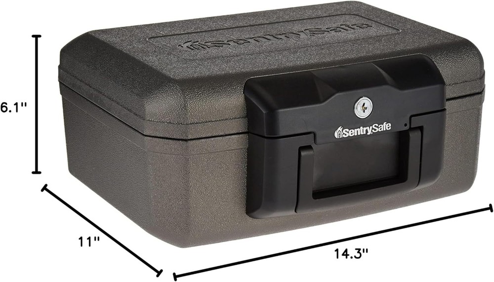 Sleek Fireproof Lock Box - 0.18 Cu. Ft. Safe with Key for Documents & Cash