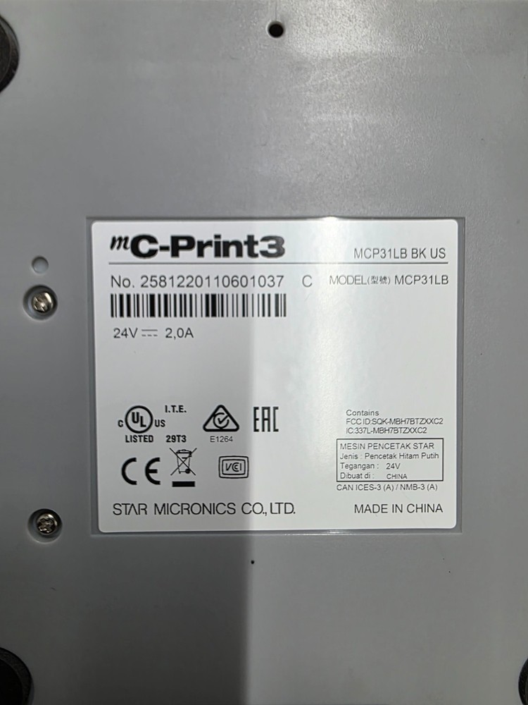 Star Micronics MCP31LB BK Receipt Printer - Black