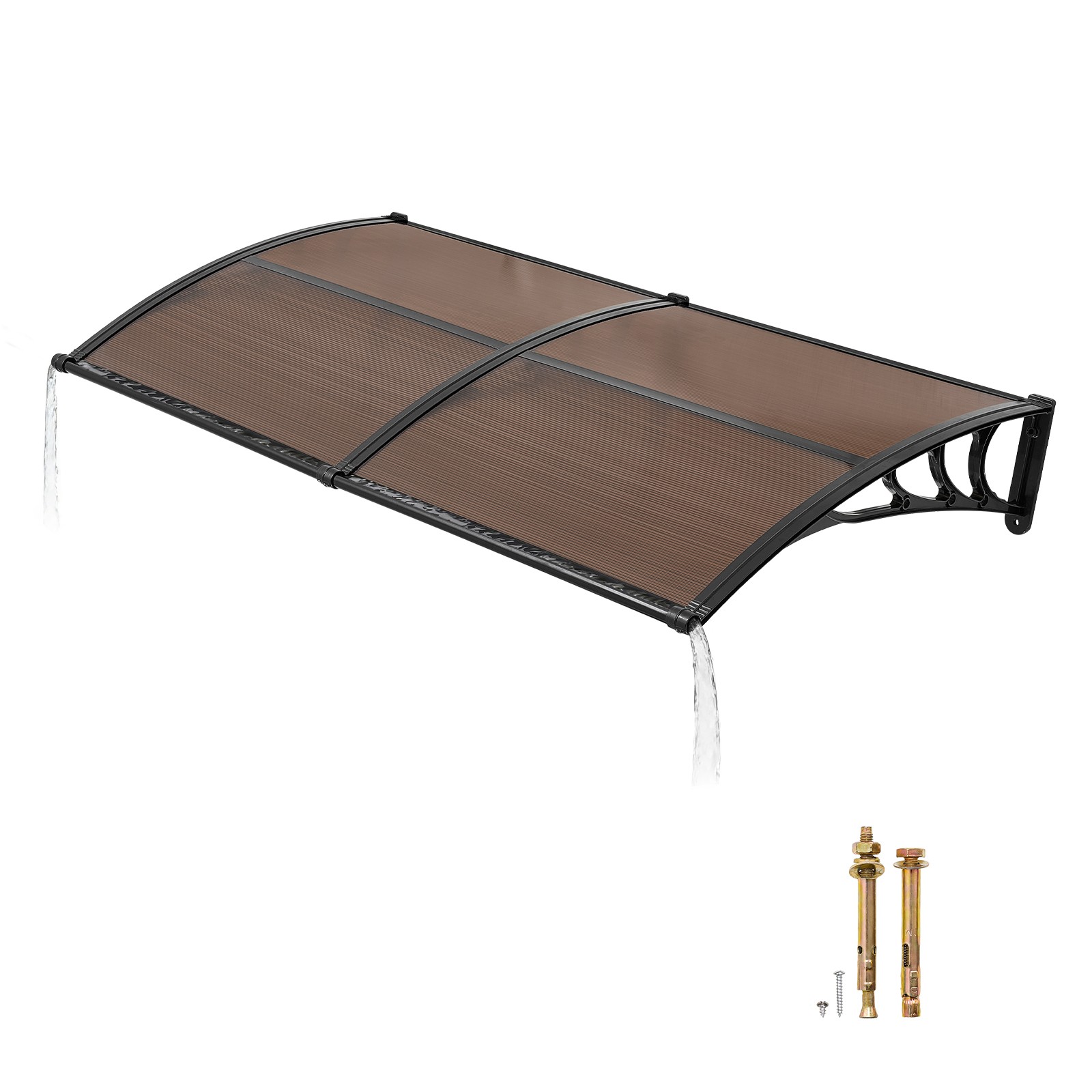 Uimoso 38x78 in Outdoor Door Awning with Metal Bracket and Water Drainage System