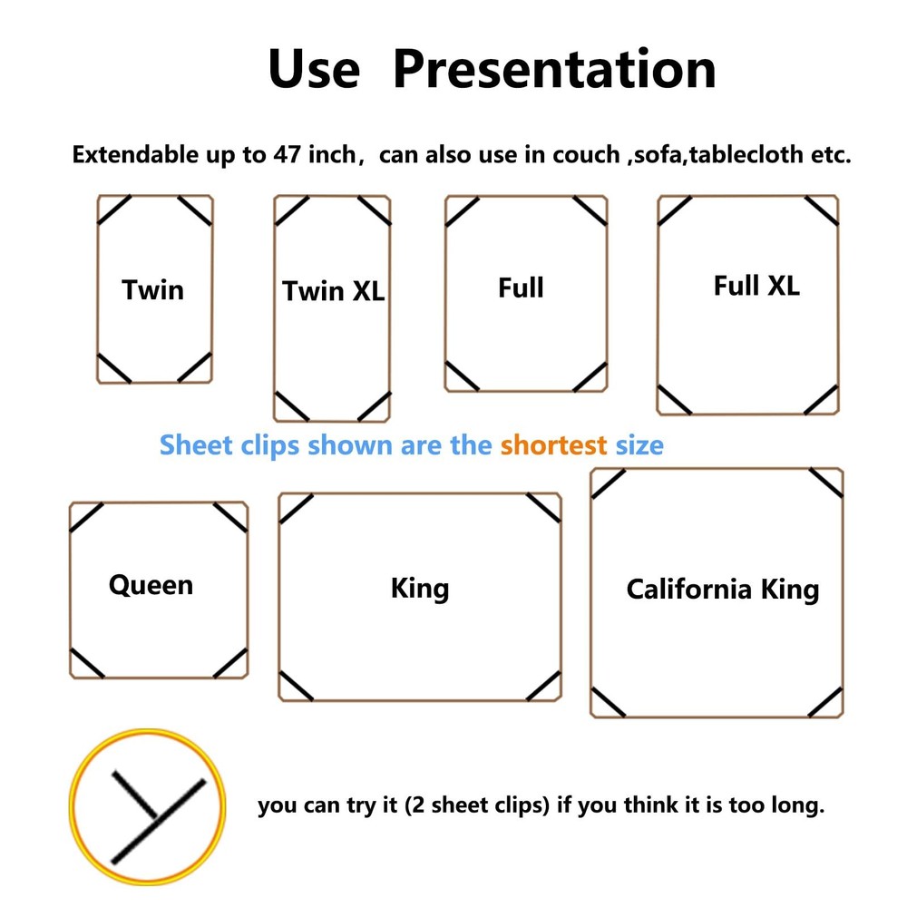 10 pcs Adjustable Bed Sheet Straps,Bed Sheet Clips, Elastic Bed Fitted Sheet ...