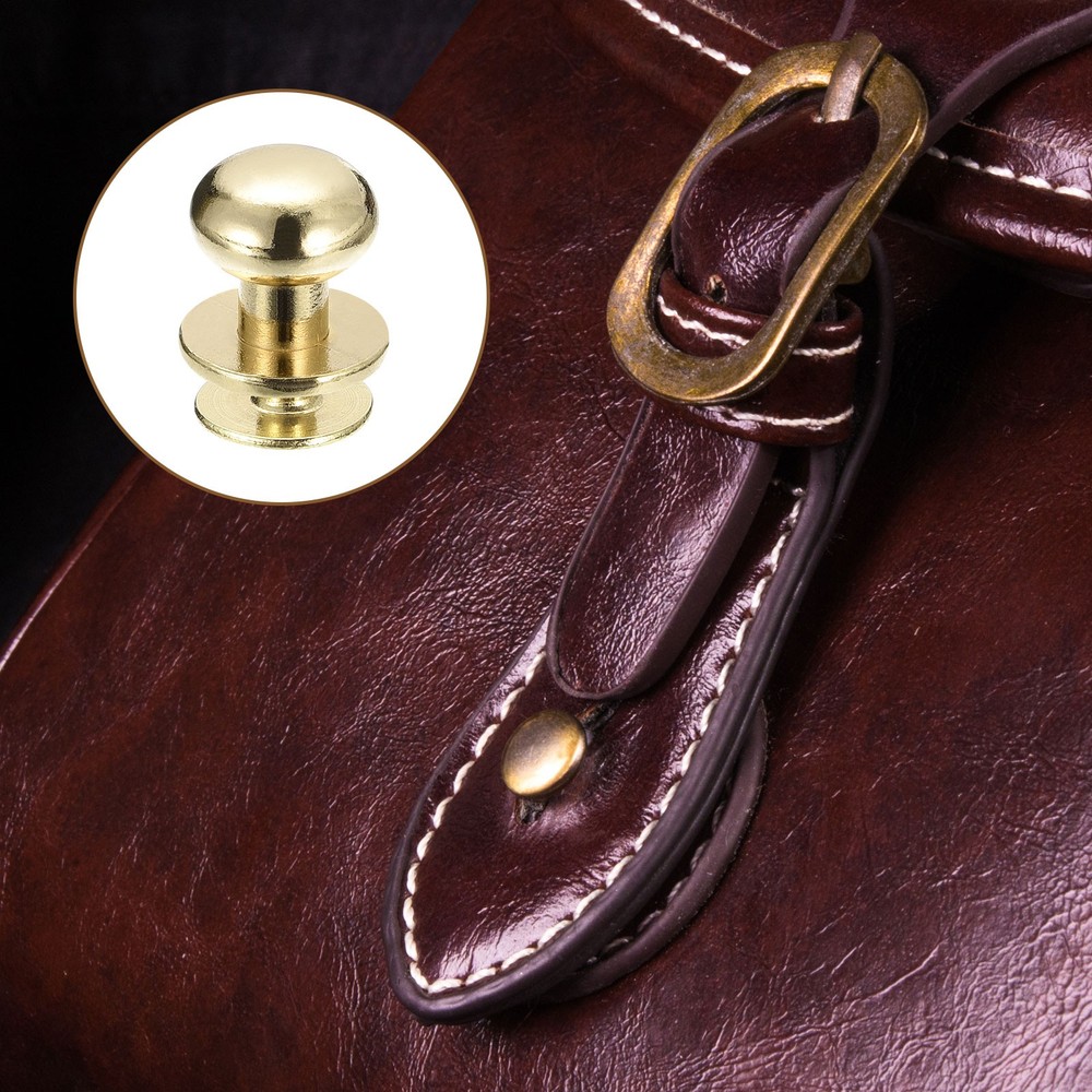 9mm Ball Head Stud Rivets Screw Back, 20Pack Round Head Button, Light Golden