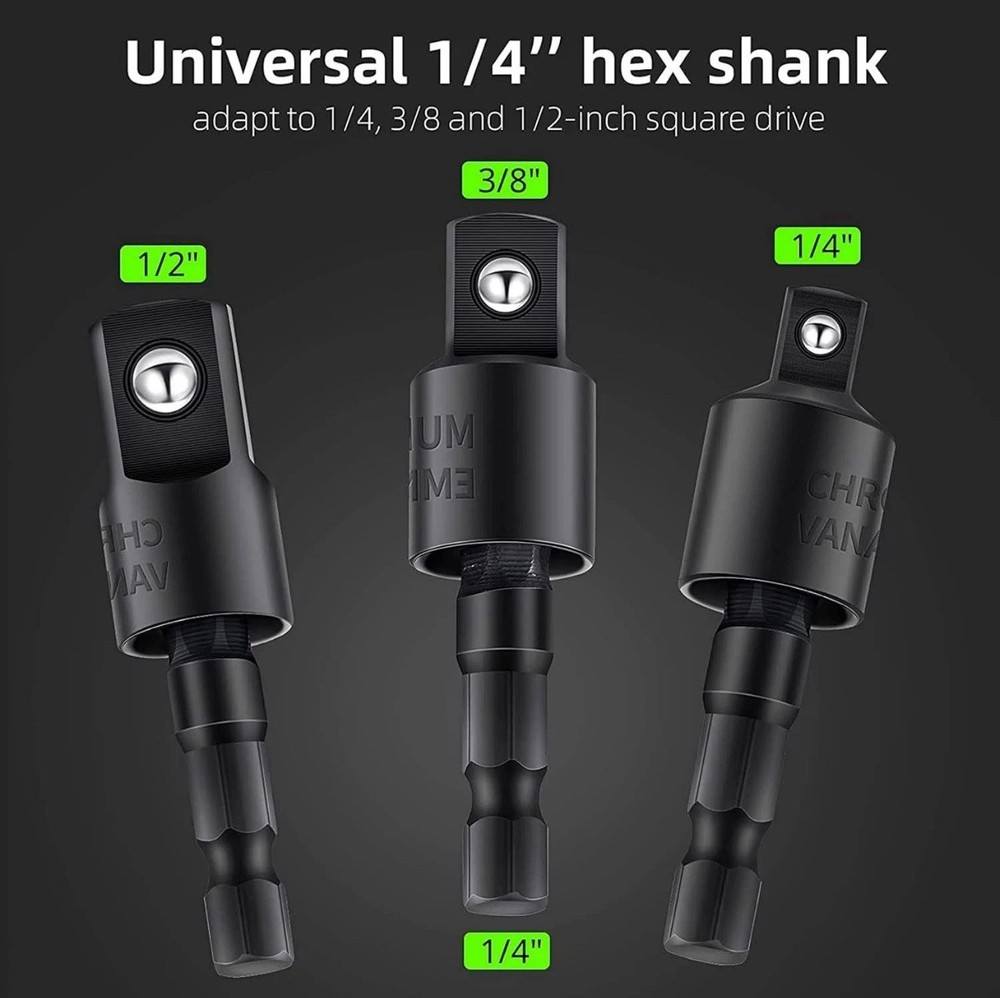 105° Right Angle Drill Adapter Set - 4-in-1 Socket Extensions for Tight Spaces