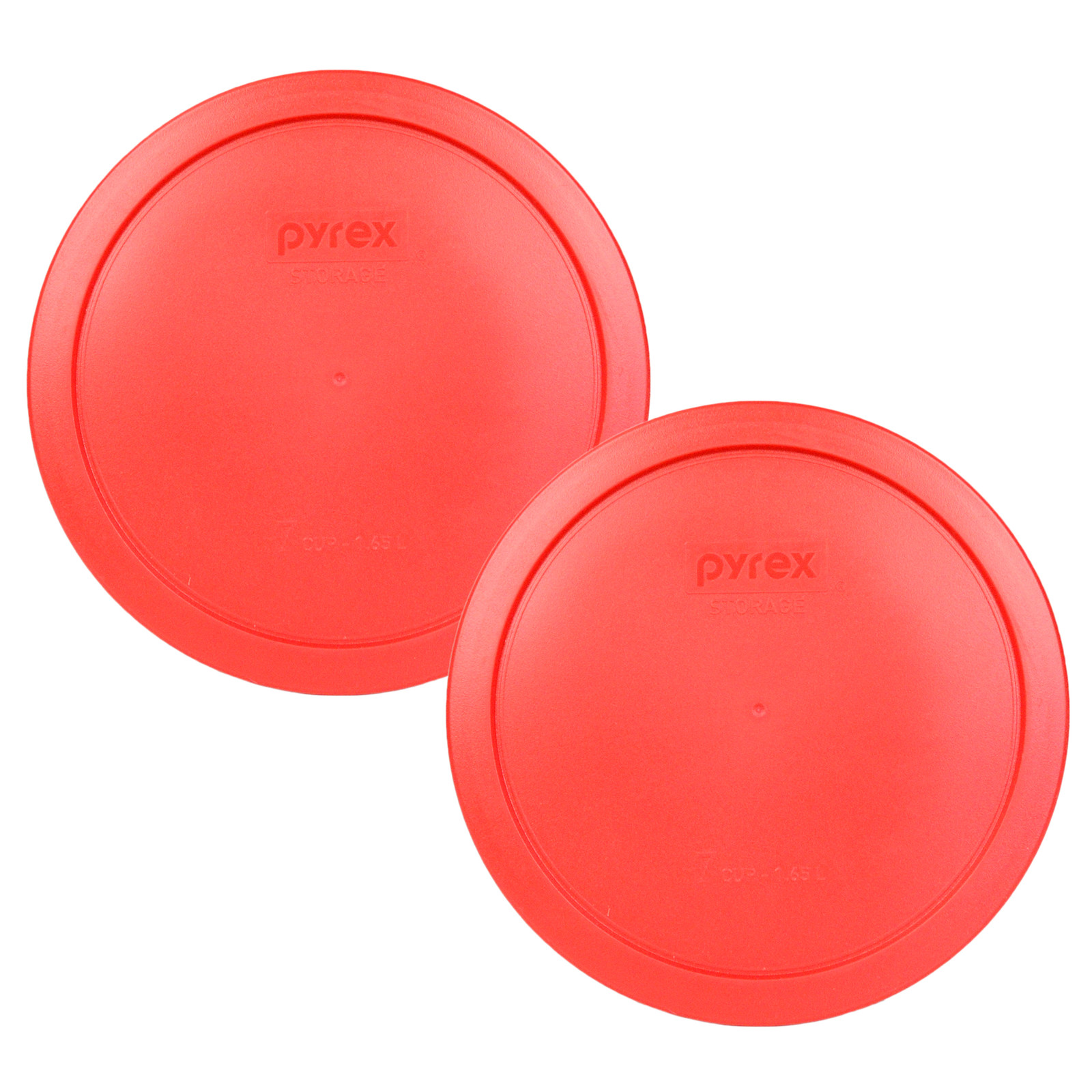 Pyrex 2 Pack Red Plastic Round 6/7 Cup Storage Lid Cover 7402-PC for Glass Bowl
