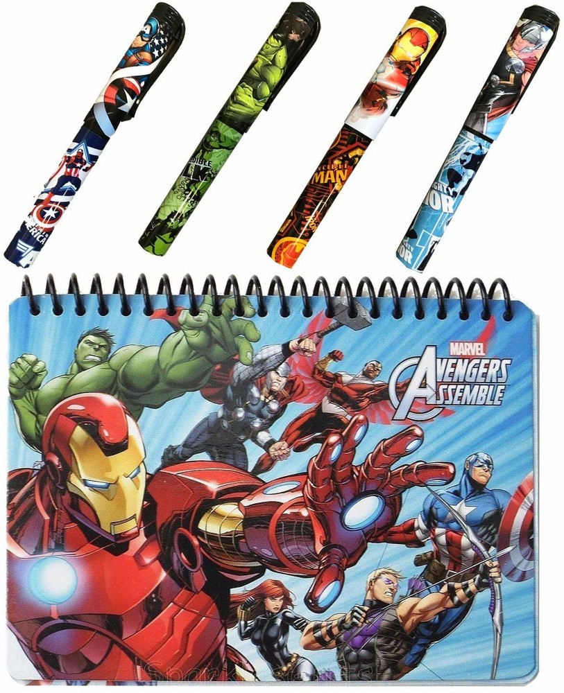 Avengers Autograph Book for Universal Studios and 4 Superhero Pens- Marvel...