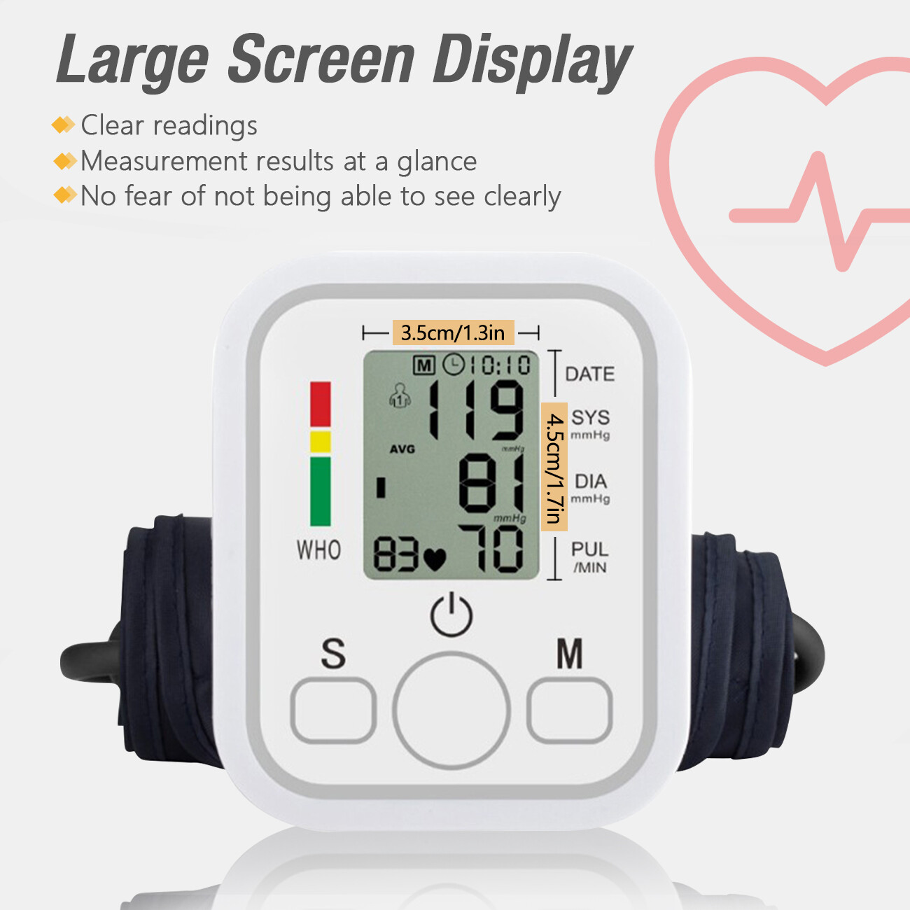 Digital Blood Pressure Monitor Automatic Pulse Meter BP Machine Voice Talking