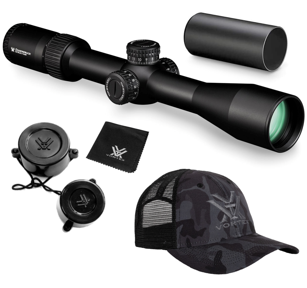 Vortex Optics Diamondback 4-16x44 FFP Riflescope EBR-2C MOA with Free Hat Bundle