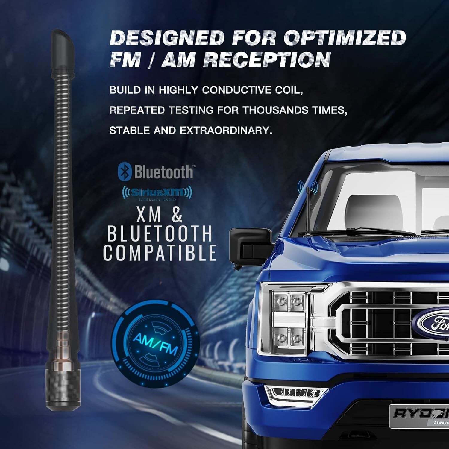 Antena Compatible Con Ford F150 2009-2025 | 7 Pulgadas Caucho Flexible Nuevo