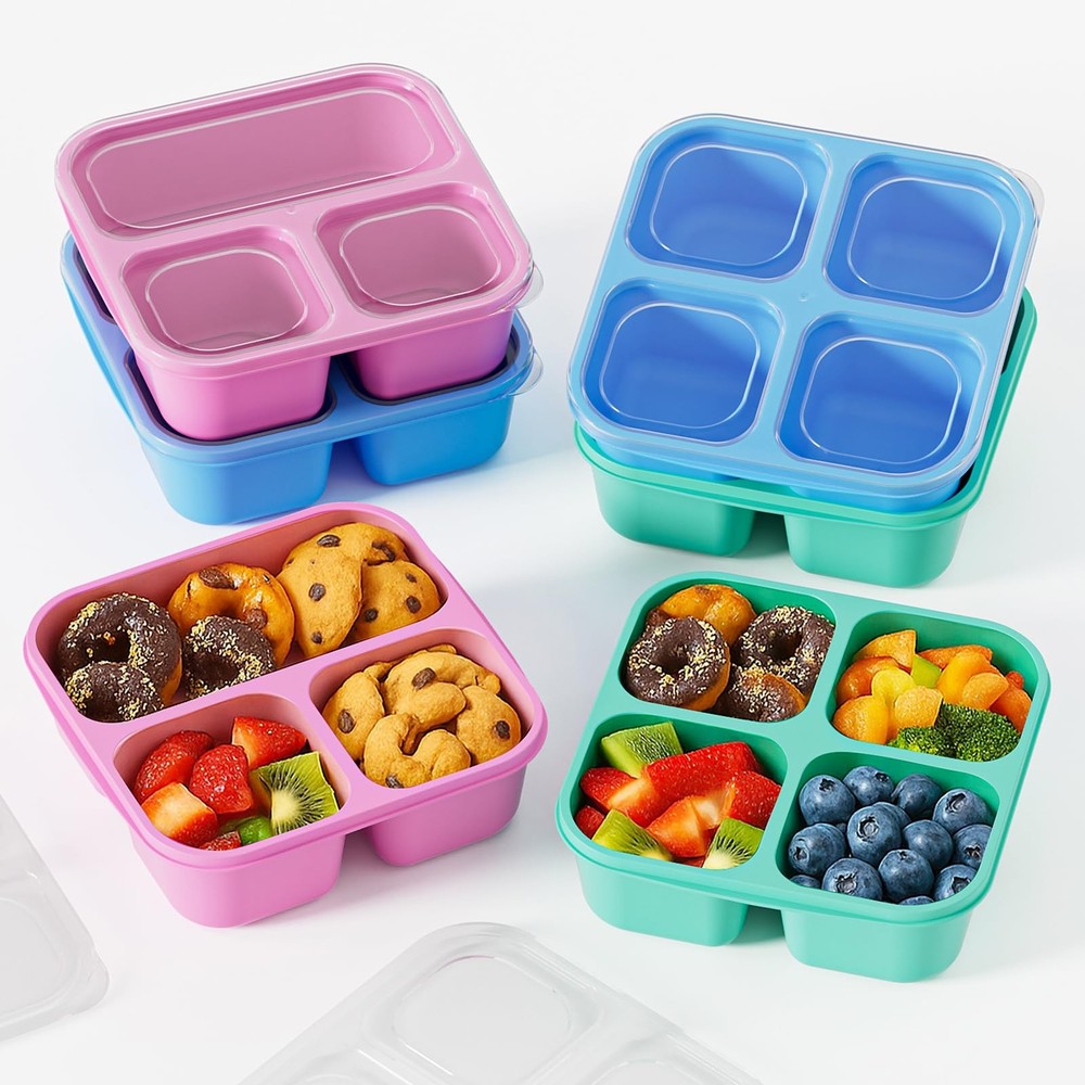 Canfanni 6 Pcs Snack Box Container Set, Reusable 3&4 common, Transparent Lids