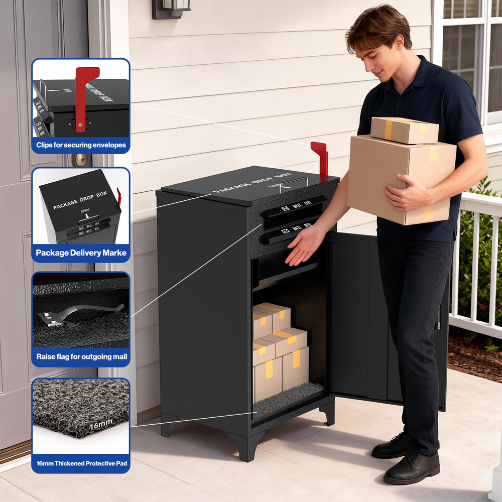 Large Package Delivery Boxes for Outside, Locking Parcel Drop Box Anti-Theft
