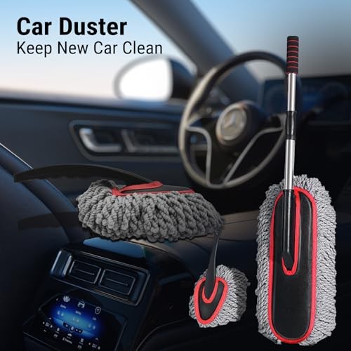 Car Duster Kit, 2PCS Microfiber Exterior and Interior 2 Pack Gray / Red