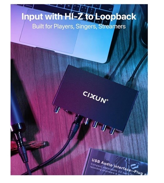 2x2 USB-C Audio Interface for PC/Mac Recording, 24-bit/192kHz, Dual TS/XLR Input