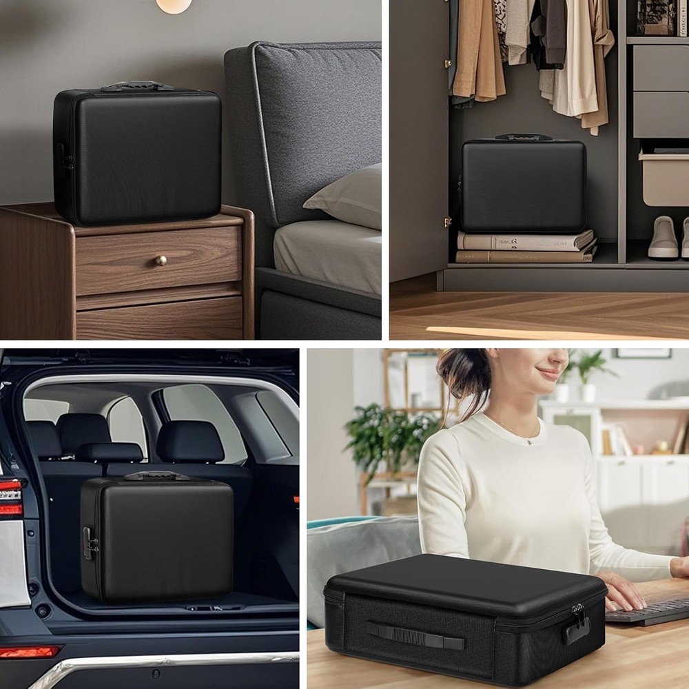 Fireproof Document Box with Lock Hard Case File Organizer Fire Safe Waterproof