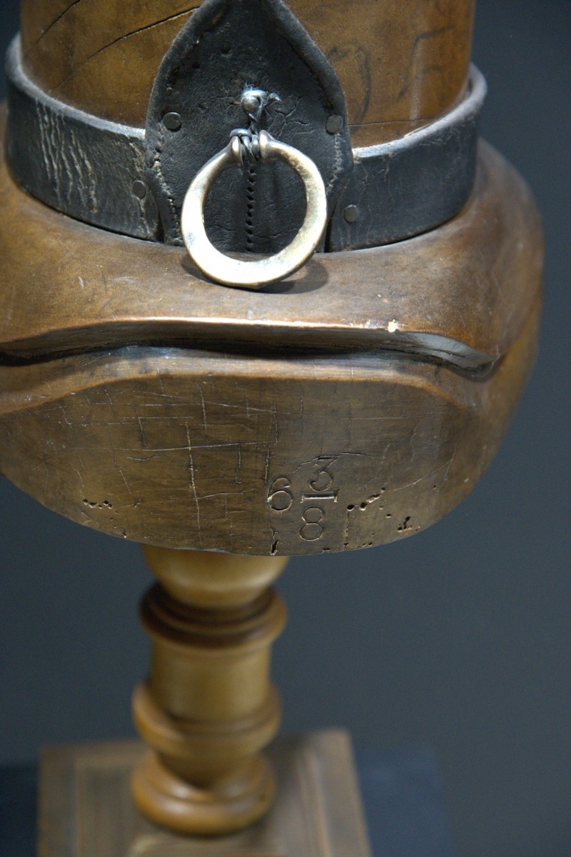 Rare Antique Wooden Hat Block Mold - Size 6 3/8 - Heavy Millinery Tool with Leat