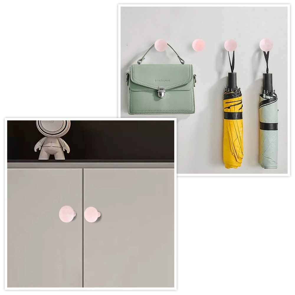 2PCS Natural Crystal Cabinet Knobs with Screws Round Stone Drawer Pull Handle...