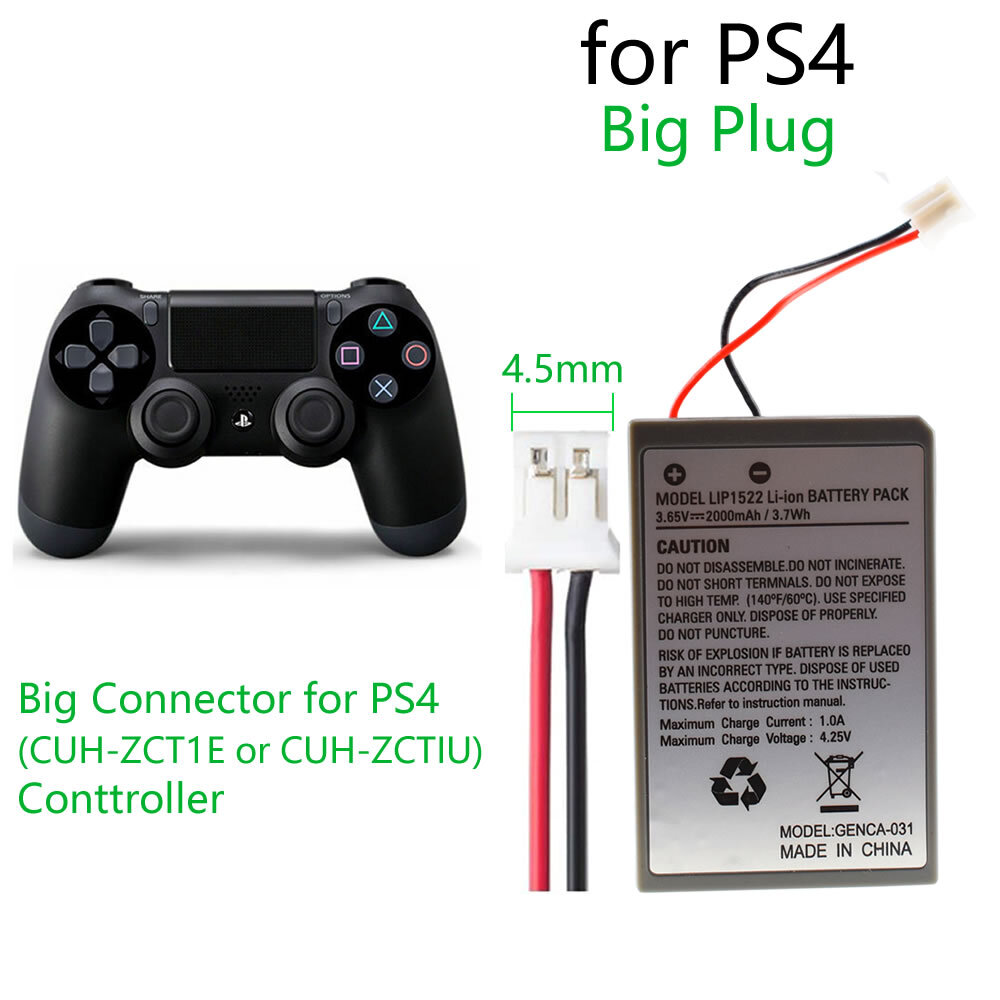 Rechargeable Battery For PS4 Controller 2000mAh Replacement & Charging Cable