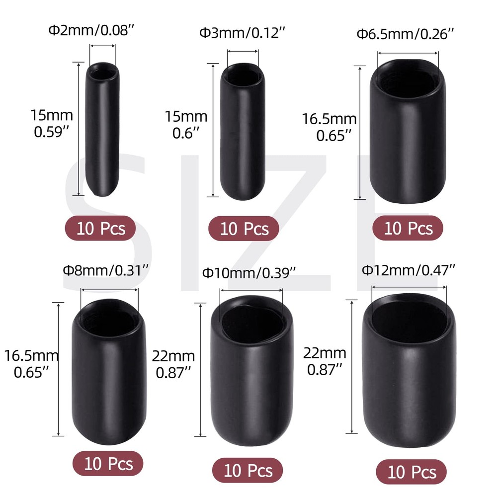 Aleric Rubber End Caps - 60pcs Flexible Screw Thread Protector Covers Rubber...