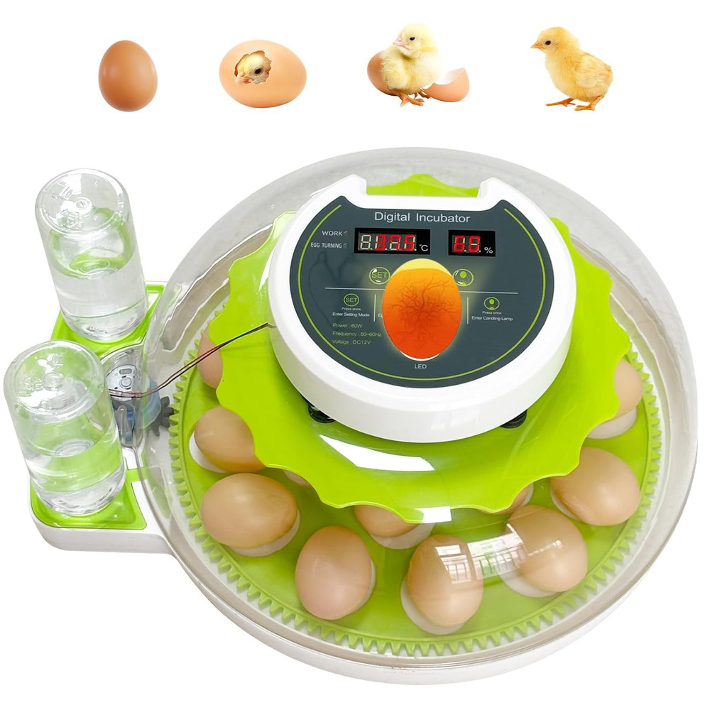 Egg Incubator with Temperature and Humidity Control,Automatic 18 Eggs Poultry Ha