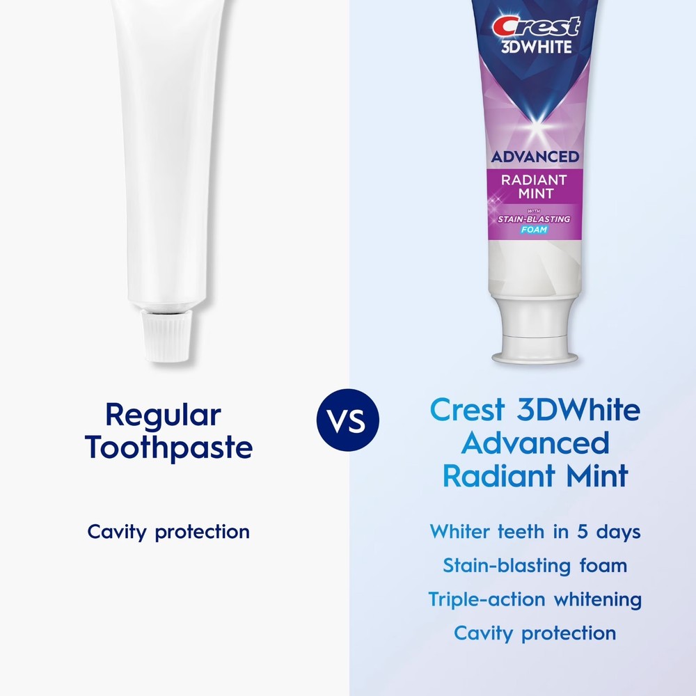 Crest 3D White Advanced Radiant Mint Toothpaste 2.4 oz each 2 pk