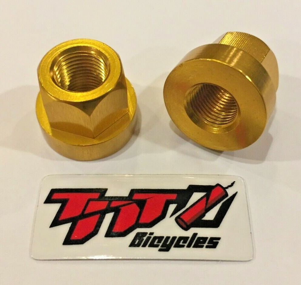TNT BICYCLES - ALUMINUM AXLE NUTS - 3/8" x 26tpi - SOLD AS PAIR (2pcs)