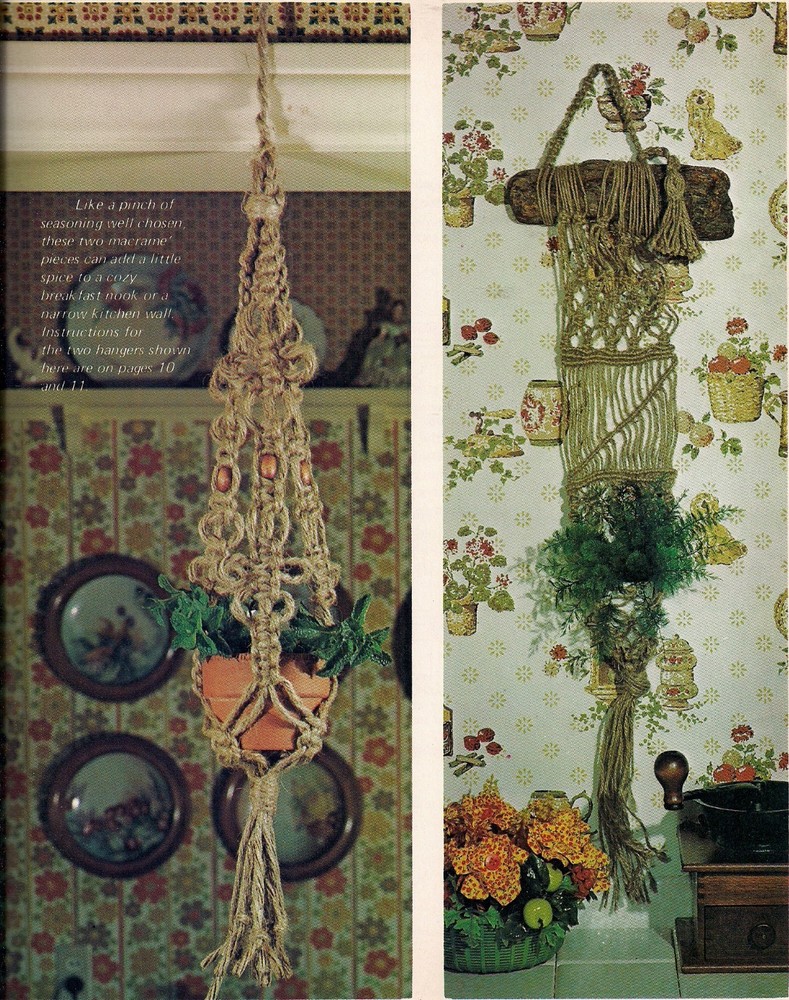 1970s Wall Decor Patterns - Craft Book: # H228 Macrame Hangers for Small Spaces