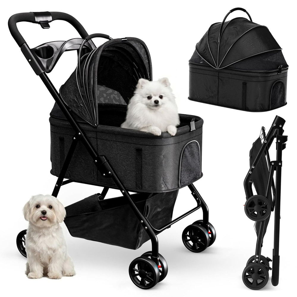 Pet Stroller 3 in 1 Foldable Dog Stroller, Cat Strollers, Foldable Pet Strollers