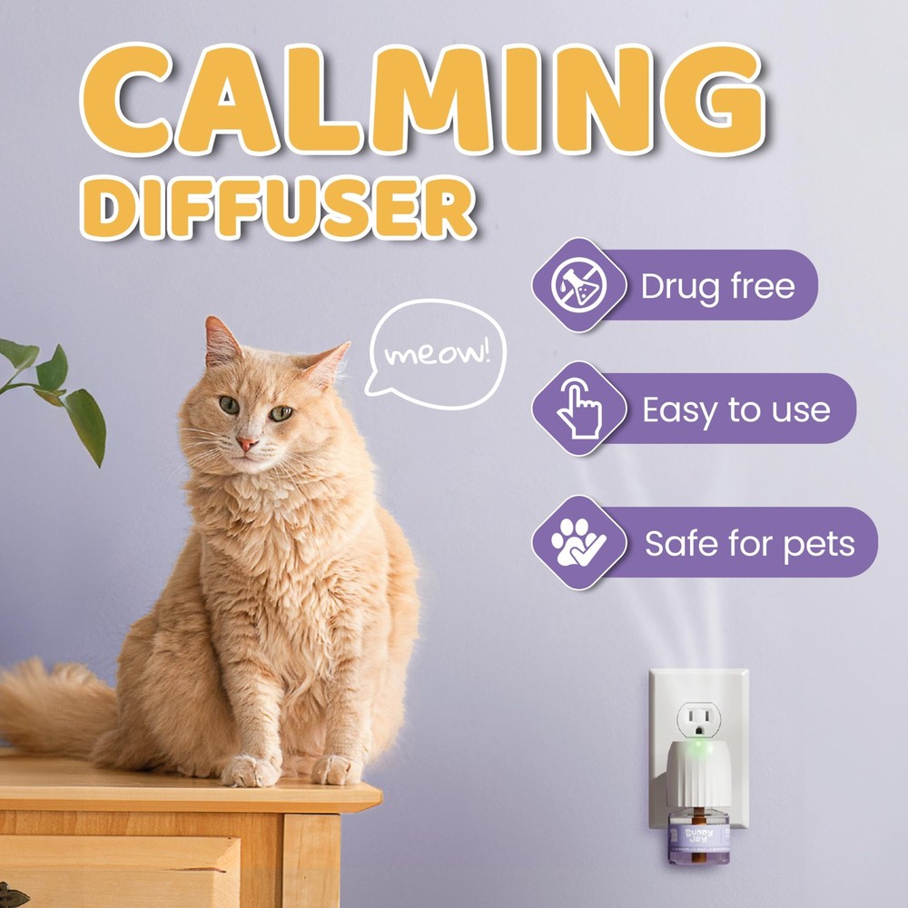 BUDDYJOY Cat Calming Diffuser Refills – Long-Lasting 30-Day Formula, Cat Pher...