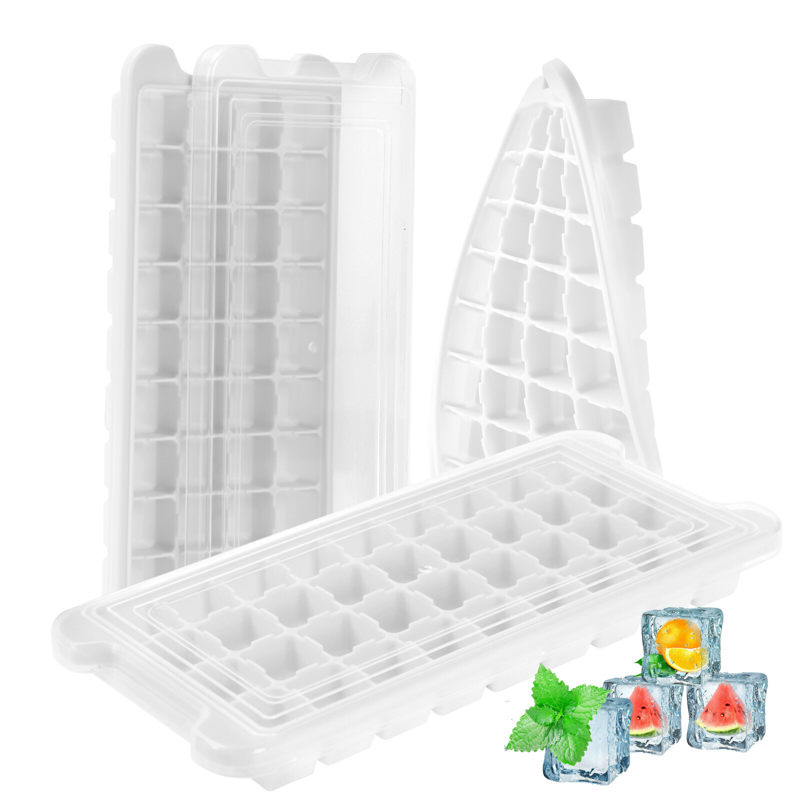 HUMBEE, Soft Silicone Ice cube Tray with PP Lid, BPA free 24 or 36 Cubes
