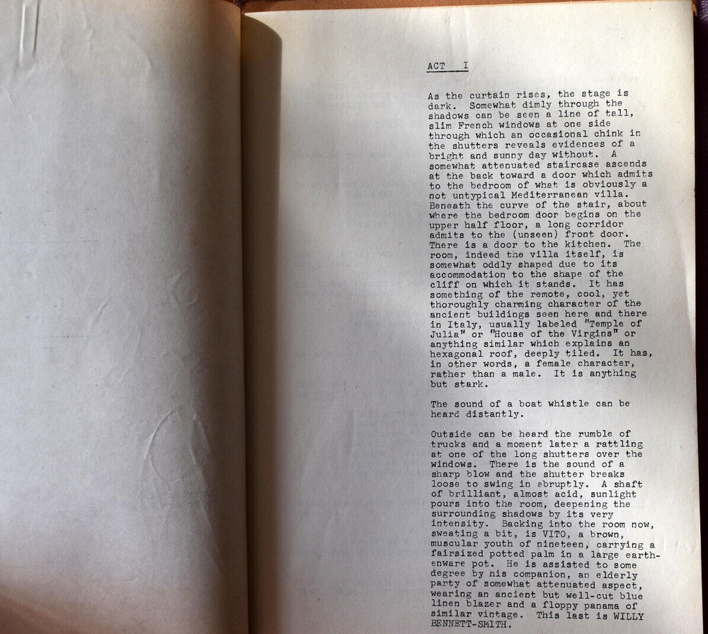 1960 " Bell Canto " by Robert Hill Original Screenplay Script